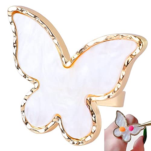Paleta De Arte De Uñas De Bricolaje De Resina, Placa De Color De Dibujo De Pintura con Anillos De Los Dedos, Forma De Mariposa Artística De Uñas Esmalte De Bandeja De Bandeja De Manicura De