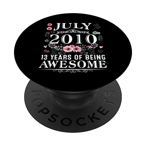 13 años de edad, hecho en julio de 2010, regalo de cumpleaños 13 para mujeres PopSockets PopGrip Intercambiable