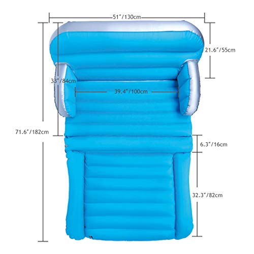 WEY&FLY 3 in 1 SUV Air Mattress Inflatable Sofa Car Air Mattress Travel Inflatable Mattress Camping Air Bed Dedicated Mobile Cushion Extended for Home Outdoor for SUV (Blue and Gray) - Thumbnail 7