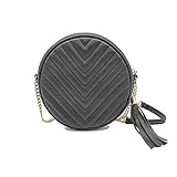 Small Crossbody Bags for Women Circle Quilted Purse Faxu Leather Shoulder Round bag