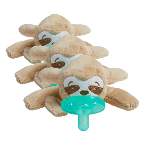 Image of Philips Avent Soothie Snuggle Pacifier Holder with Detachable Pacifier, Sloth, 0m+, SCF347 /07 1 Count (Pack of 3)