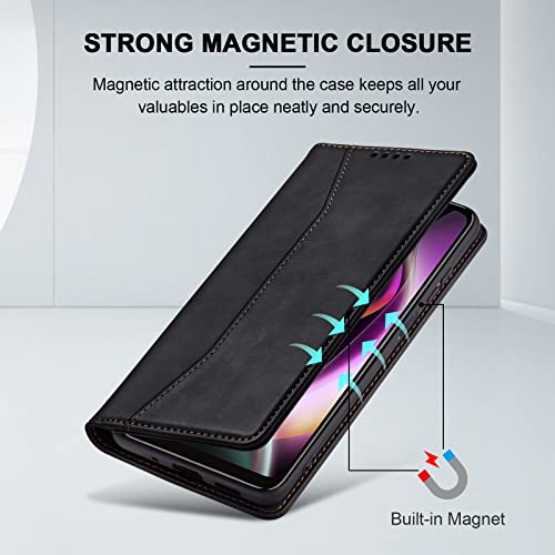 Image of Jasonyu Flip Wallet Case for Moto G 5G (2022),Black