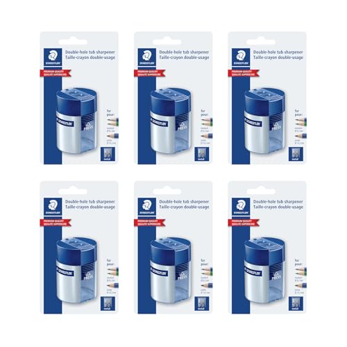 Sacapuntas Staedtler de 2 agujeros para lápices de colores y maquillaje, pack de 6