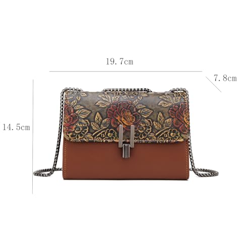 Women's Fashion Trendy Bronze Side Shoulder Bag One-Shoulder Mobile Wallet Card Bag 3.07 * 5.71 * 7.76 feet - Brown Color2