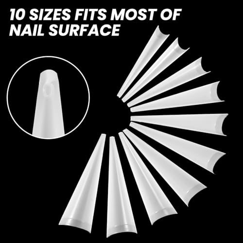 Sibba 504 stk Falsche Nägel Tipps Künstliche Nagelspitzen Konische Nageltips Durchsichtig Full Cover Kunstnägel Stilett Nagel Tips Damen Mädchen DIY Nagelverlängerung Klare Extra Lange Weiße 10 Größen