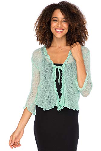 Back From Bali Aqua Shrug Lite Ruffle at Amazon Women's Clothing store