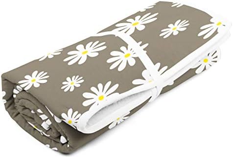 Encasa Homes Ironing Mat/Pad (120 x 70 cm) with 3mm Padding & Silicone Iron Rest for Steam Pressing on Tabletop or Bed - Heat Resistant, Portable, Quilting & Travel Blanket - Daisy Grey