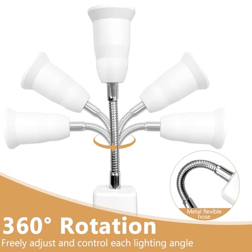 Giantdeer 2PCS E27 Fassung Steckdose,E27 Wandlampe mit Schalter,360° Verstellbare Schwanenhals Fassung,für Lampenfassung LED Beleuchtung,Leselampe Bett/Büro/Küche Wandleuchte（Keine Glühbirne）