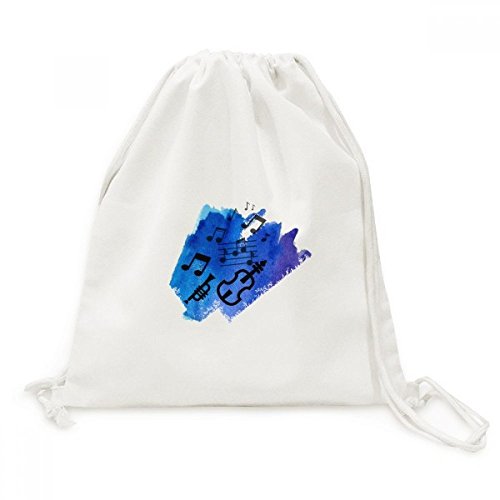 Sac à cordon musique bleue en toile pour voyage et quotidien