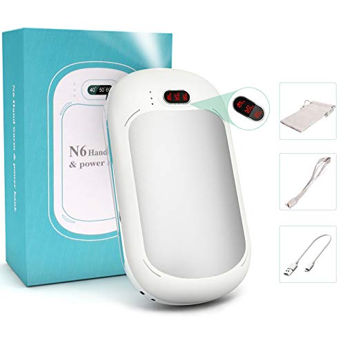 Handwärmer Powerbank 7800mAh mit LED Beleuchtung, USB-C Handwärmer Wiederaufladbare Taschenwärmer 3 Einstellbaren Heizstufen/Tragbare