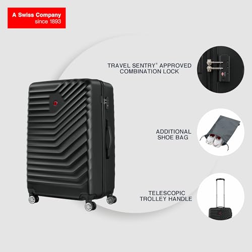 Image of WENGER, Trayn Plus, Large Hardside Suitcase, 116 litres, Black, 653946, Swiss Designed