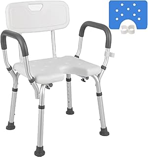 DECTRII Shower Chair with Padded Armrests and Back, Heavy Duty Shower Bath Seat for Handicap, Disabled, Seniors & Elderly, Supports Up to 300 lbs