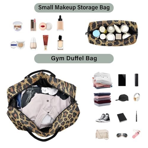 Leopard Travel Duffle Bag Gym Bag, Animal Leopard Phanter Weekender Bags for Women with Toiletry Bag Travel Tote Bag Swim Bag4