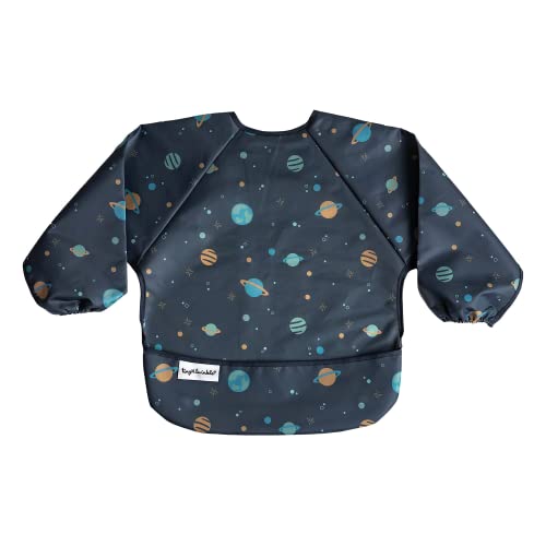 Tiny Twinkle Long Sleeve Bib for Babies & Toddlers | Waterproof Smock Bib for Eating | Machine Washable & Mess-Proof Feeding Essentials | Newborn Shower Gift (Space, 2-4Y)