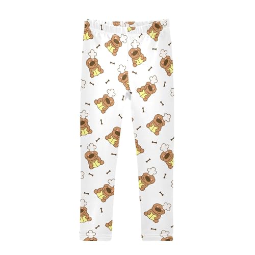 Chef Puppy Girls Leggings,Workout Leggings for Girls Toddler Athletic Leggings Size for 3-10T
