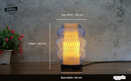 Image of Haydn Modern LED Table Lamp for Living Room & Bedroom | Warm Night Light for Kids & Adults | Aesthetic Home Decor Bedside Lamp | Ambient Glow | LED Bulb Included | Clear Blue - Pack of 1