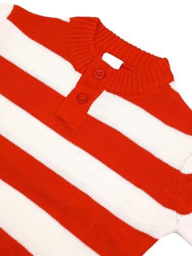 Image of CHKOKKO Boys Woolen Round Neck Sweaters Winter Sweatshirts Red White 9 Years-10 Years