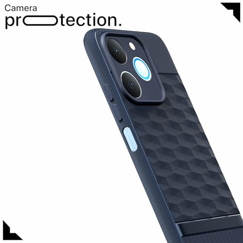 Image of Pikkme Back Cover for Realme P4 Lite 4G Camera Protection 3D Hexa Cube Design Silicone Protective Bumper Case (Blue)