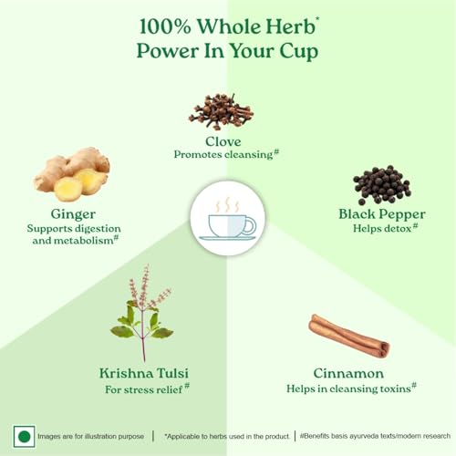 Image of A TATA Product - Organic India Tulsi Detox Kahwa - 25 Tea Bags, Helps Improve Digestion & Detoxification, Rich in Antioxidants, Made with Tulsi, Ginger, Clove, and Green Tea