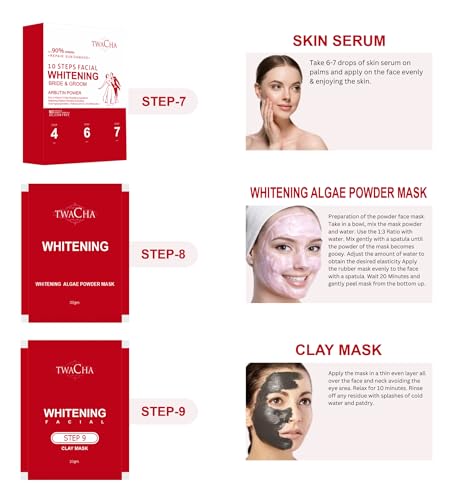 Image of TWACHA 10 Steps Bridal Facial Kit for Brightening | Gives Instant Glow and Even toned Look | With Niacinamide | Suits all Skin Types (110 Gram)