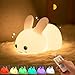 ANGKMA Nachtlicht Kinder, 7 Farben LED Nachttischlampe Babyzimmer, Silikon Stilllicht Dimmbar Touch f&uuml;r Geschenke f&uuml;r M&auml;dchen, Cute Nachtlampe Kinderzimmer (Kaninchen)