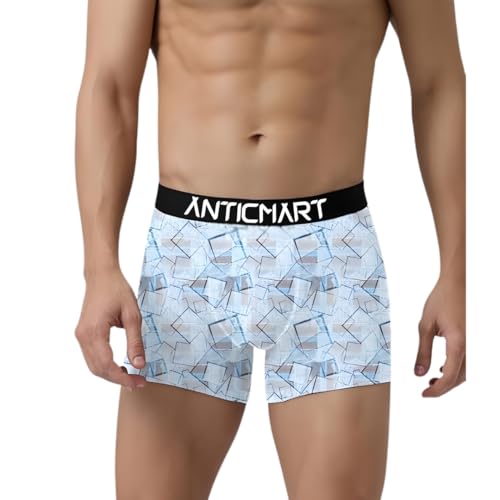 Image of Men's Extra Thin Elastic Ice Silk Underwear - Long, Comfortable, Breathable Boxer Brief Trunks (Pack of 3)