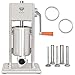 Beeketal 'BT03' Edelstahl Industrie Wurstfüllmaschine (3 L Volumen) SGS-geprüft, Profi Wurstfüller mit gehärtetem 2 Gang Vollmetall-Getriebe und 90° Aluguss Handkurbel, inkl. 5 Fülltüllen