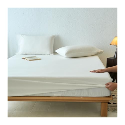 Sábana bajera ajustable de 100 % algodón lavado, tamaño doble pequeño a súper king, bolsillo profundo de 10 pulgadas, transpirable y cómoda (blanco, 150 x 200 + 25 cm)