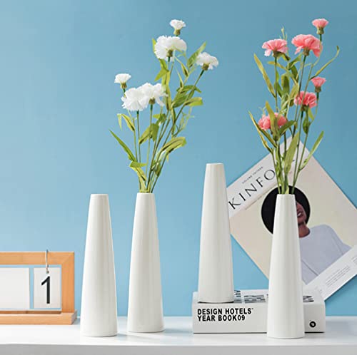 Tall Conic White Ceramic Flower Vase Small Bud Vase Single Flower Decorative Floral Vase for Home Decor Centerpieces Arranging Bouquets - Image 4