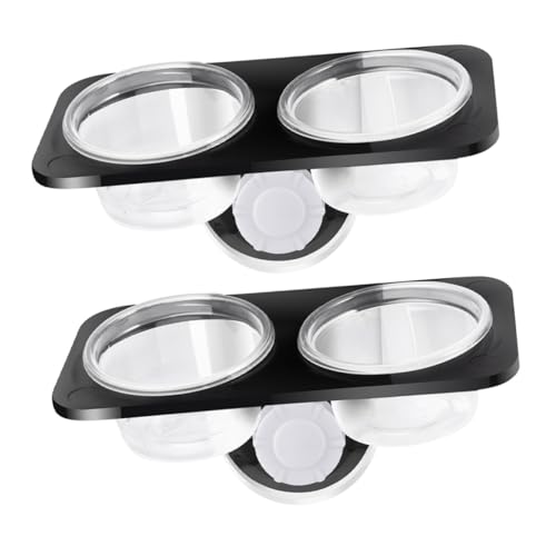 Parliky 2Pcs Reptile Food and Water Bowls Stable Double Bowl Feeder for Lizard and Reptile Easy to Install for Crested Gecko and Other Pets
