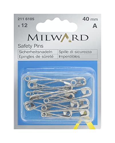 Milward Épingles à Nour, Plastique Acier allié, Argenté, 40mm, 12 pieces