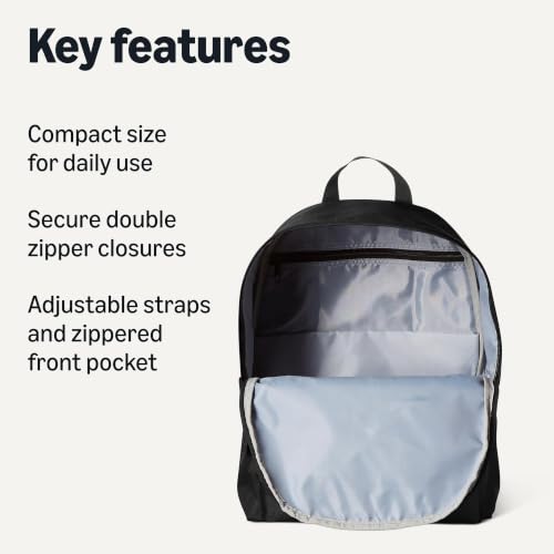 Image of Amazon Basics Backpack for School,Travel,Study with Padded Adjustable Shoulder Straps,Spacious Compartment,Water Bottle Pockets,Durable Classic Design,Black,(Pack of 8)