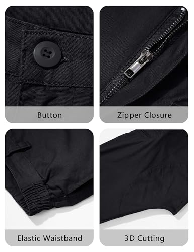 CRYSULLY Black Pants Men Casual Tactical Cargo Pants Cotton Stretch Man Military Hiking Trousers 9 Pockets 38 - Thumbnail 6