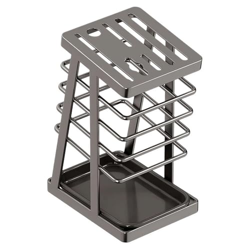 Bloque de cuchillos de acero inoxidable sin cuchillos, soporte universal de acero inoxidable, soporte para cuchillos para encimera de cocina, soporte para cuchillos de cocina con bandeja de drenaje
