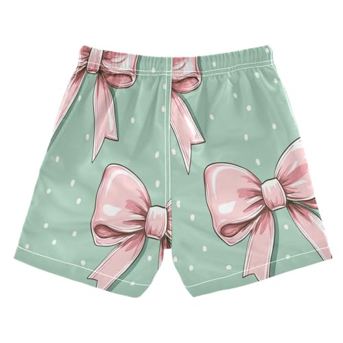 Boccsty Coquette Bows Pastel Pink Ribbon Bow Boys Swim Trunks Baby Kids Swimwear Summer Toddler Beach Board Shorts 2T2