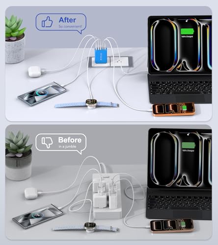 Image of 2-Pack USB C Wall Charger Block,50W 5-Port C Charger Fast Charging Block PD Power Adapter +QC Multiport Type C Box Charger Cube USB A Wall Plug for iPhone 14 /15 /16 /17 Pro Max,Samsung Galax