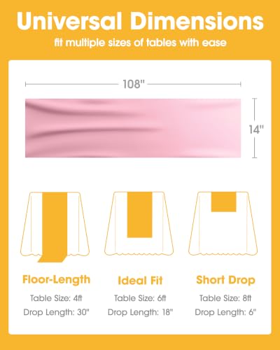 Image of Niuara Pink Plastic Table Runner Party Decorations, Disposable, 4 Pack