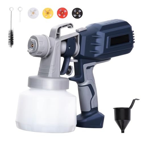 HeroJet Farbsprühsystem HVLP, Sprühpistole mit 4 Düsen & 3 Sprühmuster, Farbsprühgerät mit 1000 ml Behälter, Farbspritzpistole für Zäune, Terrassendielen, DIY