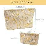 2 Pcs Makeup Bags, Large Cosmetic Bag Travel Toiletry Bag Organizer for Women, Embroidery Craft, Floral Makeup Bag Small Cosmetic Pouch Purse with Zipper Gifts for Girls Teen - Image 4