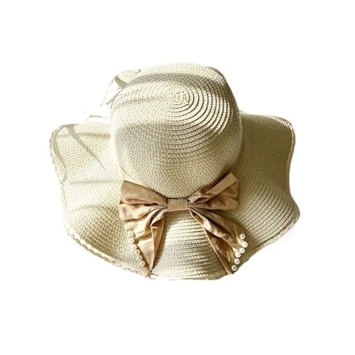 Chapeau de soleil en paille pour femme à large bord avec ruban