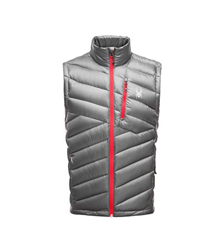 SPYDER Mens Syrround Down Waterproof 600 Fill Down Vest, Large, POLAR/VOLCANO