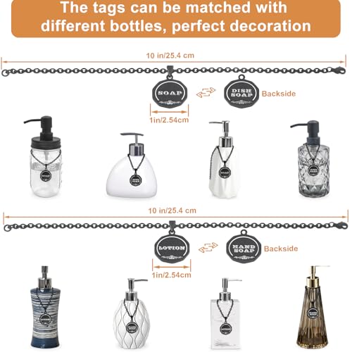 Soap/Dish Soap, Lotion/Hand Soap Tags - Double-Sided Labels for Kitchen/Bathroom Dispensers- Laser Engraved Three-Dimensional Font, Mason Jar Decoration, 2 pcs Set (Black)