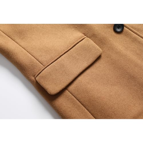Image of INVACHI Men's Wool Blend Long Trench Coat Notched Collar Single Breasted Overcoat Warm Winter Pea Coat