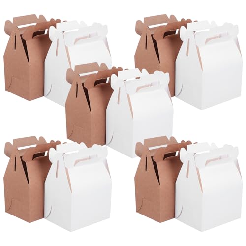 JEWEDECO Portátiles y Prácticas 10 Cajas Plegables de Papel Kraft para Almacenamiento de Alimentos para Pasteles y Galletas en Interiores y Exteriores