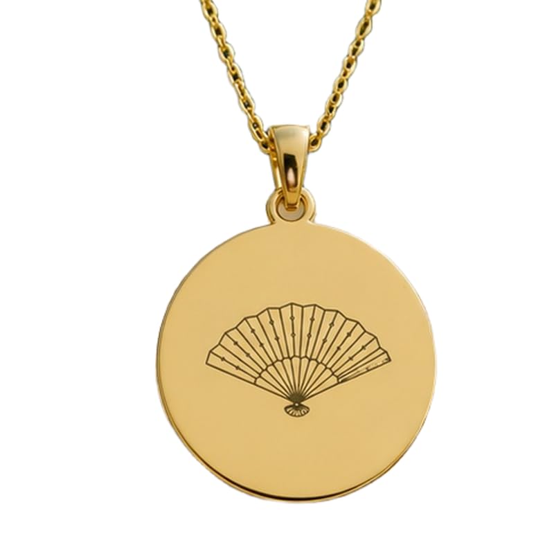 Collier éventail pliant gravé en argent et or, le cadeau mixte idéal pour célébrer un moment unique