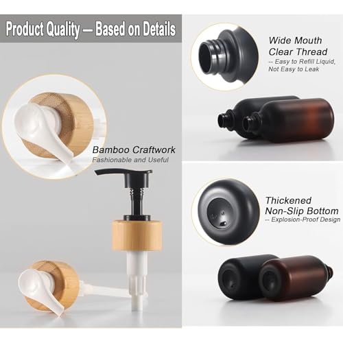 White Plastic Soap Dispenser, 6 Pack 16.9 fl oz Refillable Shampoo and Conditioner Bottles with Bamboo Pump for Bathroom and Kitchen, Reusable Soap Lotion Bottles4