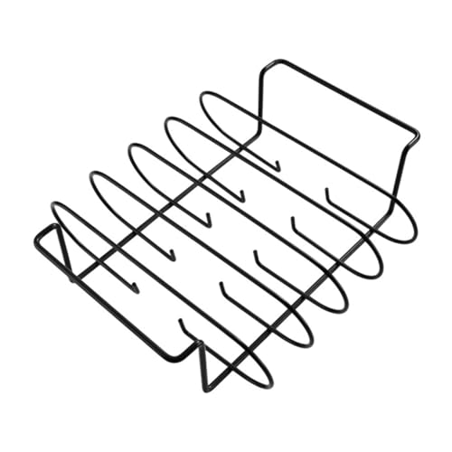 Mipcase 1Pieza Soporte Portátil para Barbacoa Exterior Rack de Parrilla Vertical para Costillas para Camping y Fiestas de Jardín de Limpiar y Resistente
