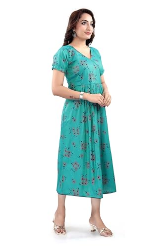 Image of B2F Women's Flared Anarkali Maternity Dress, Feeding Kurti with Concealed Zip for Pre & Post Pregnancy