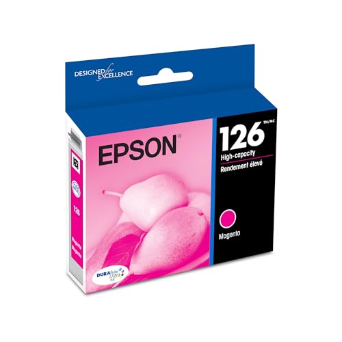 Epson 126 DURABrite Ultra Ink Magenta Cartridge for WF-3520, WF-3530, WF-3540, WF-520, WF-545, WF-630, WF-633, WF-635, WF-645, WF-7010, WF-7510, WF-7520, WF-840, WF-845 and Other Select Models