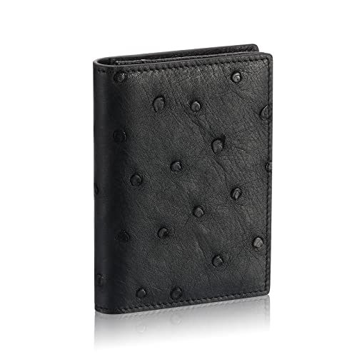 Image of HISCOW Full Grain Leather Business Card Holder Case | Minimalist EDC wallet, gusset holds 25 cards, ID window, fits folded bills, bifold profile, premium gifts for men & women